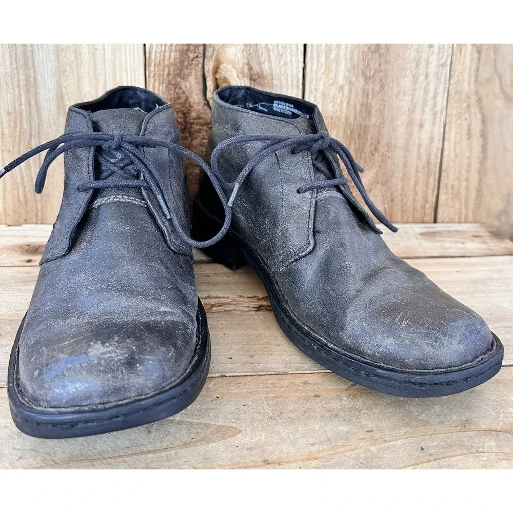 Born Harrison Chukka Shoes Heritage Men's 8 M Dark Gray Leather Lace Up